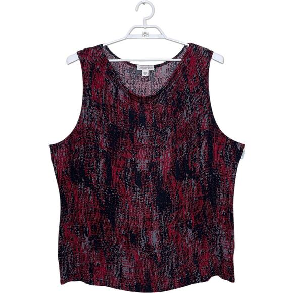 COLDWATER CREEK Black Red Printed Draped Cowl Neck Slinky Knit Tunic Tank - 3X - Picture 1 of 9